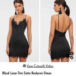 Satin Black Lace Dress